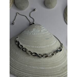 925 Sterling Silver Beryl & Spinel Bracelet Sizable